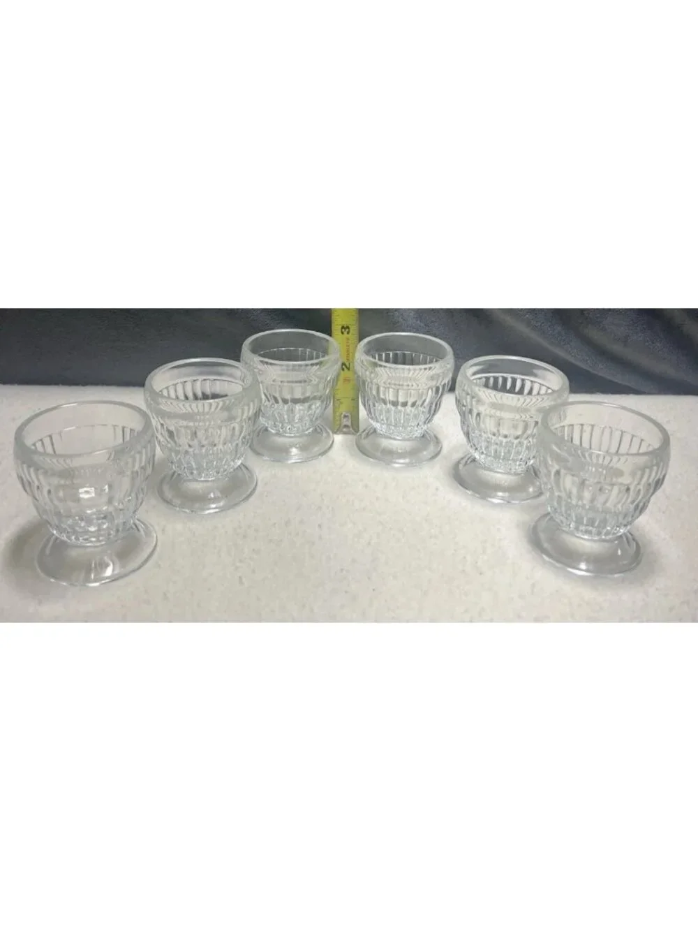 *Jeanette 6 Child’s Pedestal Glass Ice Cream Sundae Cup Egg Codder Vtg 1940-50’s